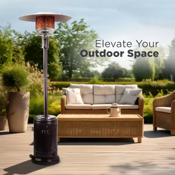 imageAmazon Basics 46000 BTU Outdoor Propane Patio Heater with Wheels Commercial ampamp Residential Havana Bronze 321 x 321 x 913 inches LxWxHHavana Bronze