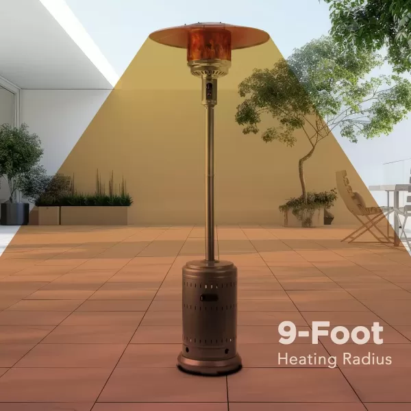 imageAmazon Basics 46000 BTU Outdoor Propane Patio Heater with Wheels Commercial ampamp Residential Havana Bronze 321 x 321 x 913 inches LxWxHSlate Gray