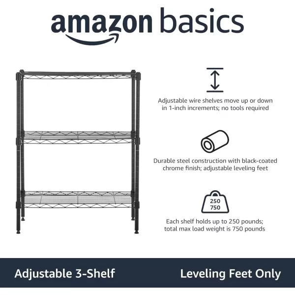 imageAmazon Basics 5Shelf Tower Adjustable Storage Shelving Unit Chrome 16quot D x 16quot W x 54quot HBlack