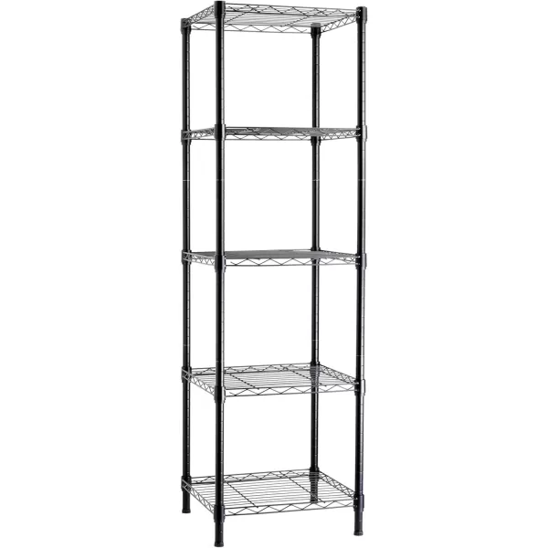 imageAmazon Basics 5Shelf Tower Adjustable Storage Shelving Unit Chrome 16quot D x 16quot W x 54quot HBlack