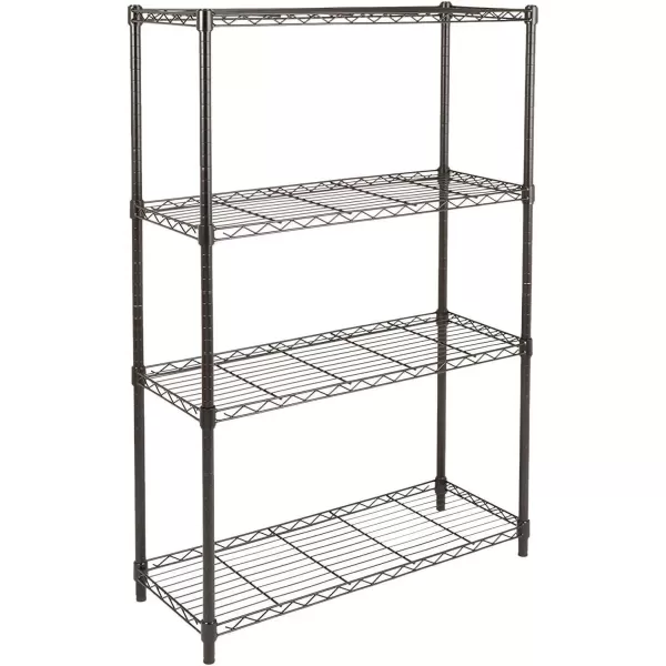 imageAmazon Basics 5Shelf Tower Adjustable Storage Shelving Unit Chrome 16quot D x 16quot W x 54quot HBlack