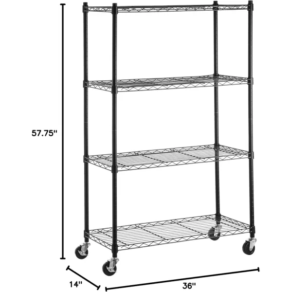 imageAmazon Basics 5Shelf Tower Adjustable Storage Shelving Unit Chrome 16quot D x 16quot W x 54quot HBlack