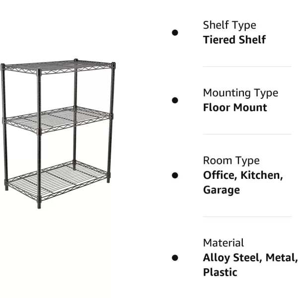 imageAmazon Basics 5Shelf Tower Adjustable Storage Shelving Unit Chrome 16quot D x 16quot W x 54quot HBlack