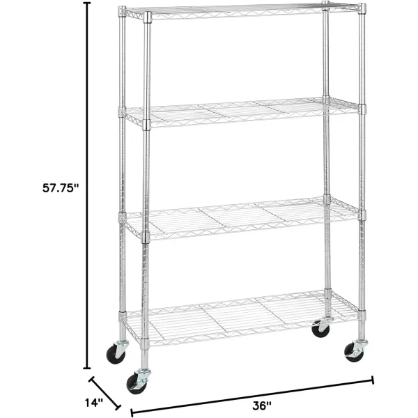 imageAmazon Basics 5Shelf Tower Adjustable Storage Shelving Unit Chrome 16quot D x 16quot W x 54quot HChrome