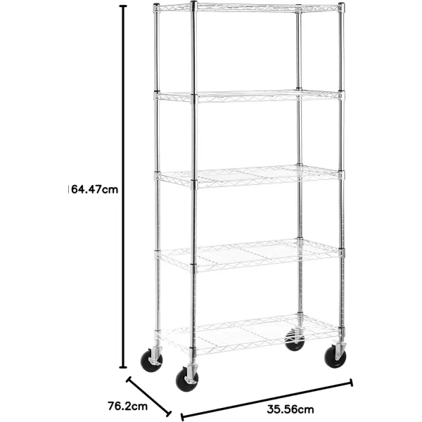 imageAmazon Basics 5Shelf Tower Adjustable Storage Shelving Unit Chrome 16quot D x 16quot W x 54quot HChrome