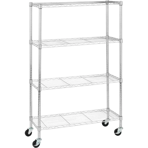 imageAmazon Basics 5Shelf Tower Adjustable Storage Shelving Unit Chrome 16quot D x 16quot W x 54quot HChrome