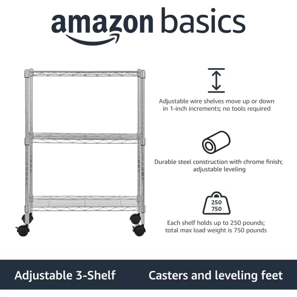 imageAmazon Basics 5Shelf Tower Adjustable Storage Shelving Unit Chrome 16quot D x 16quot W x 54quot HChrome