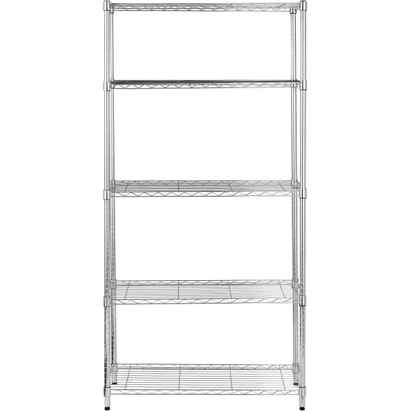 imageAmazon Basics 5Shelf Tower Adjustable Storage Shelving Unit Chrome 16quot D x 16quot W x 54quot HChrome