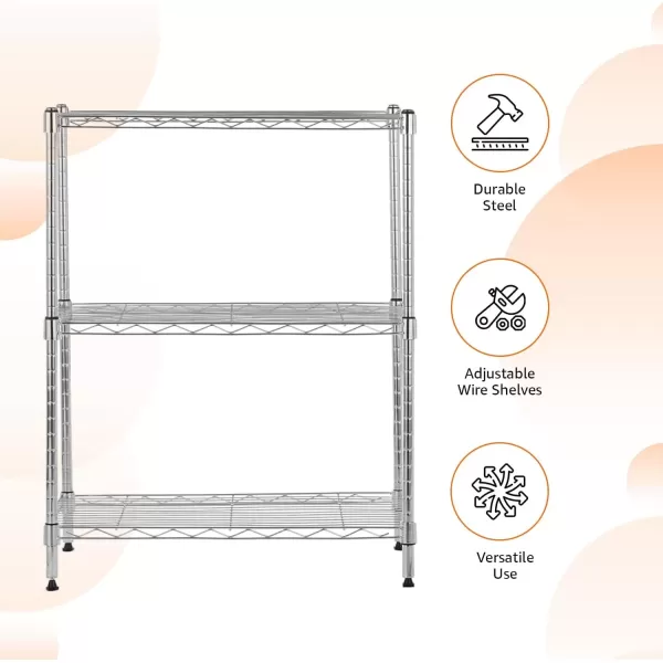 imageAmazon Basics 5Shelf Tower Adjustable Storage Shelving Unit Chrome 16quot D x 16quot W x 54quot HChrome