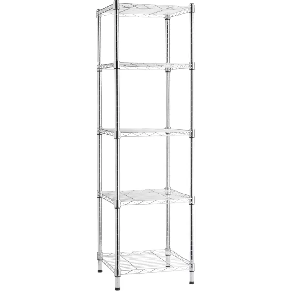 imageAmazon Basics 5Shelf Tower Adjustable Storage Shelving Unit Chrome 16quot D x 16quot W x 54quot HChrome