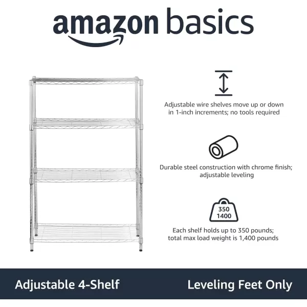 imageAmazon Basics 5Shelf Tower Adjustable Storage Shelving Unit Chrome 16quot D x 16quot W x 54quot HChrome