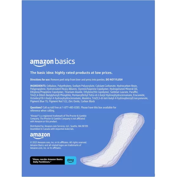 imageAmazon Basics Daily Pantiliner Long Length Unscented 40 Count 1 Pack Previously SolimoExtra Long