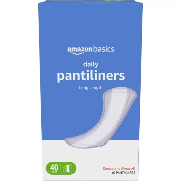 imageAmazon Basics Daily Pantiliner Long Length Unscented 40 Count 1 Pack Previously SolimoExtra Long