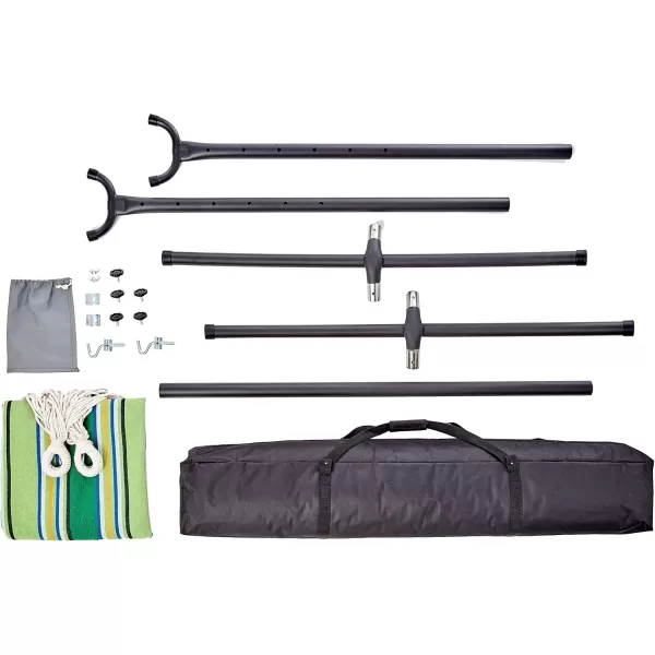imageAmazon Basics Double 2 Person Heavy Duty Hammock with Space Saving Steel Stand and Carrying Case 470lb Capacity Multicolor 118 L x 461 W x 394 H inchesVigor Green