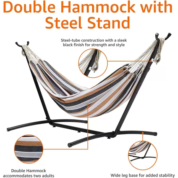 imageAmazon Basics Double 2 Person Heavy Duty Hammock with Space Saving Steel Stand and Carrying Case 470lb Capacity Multicolor 118 L x 461 W x 394 H inchesMulti Color
