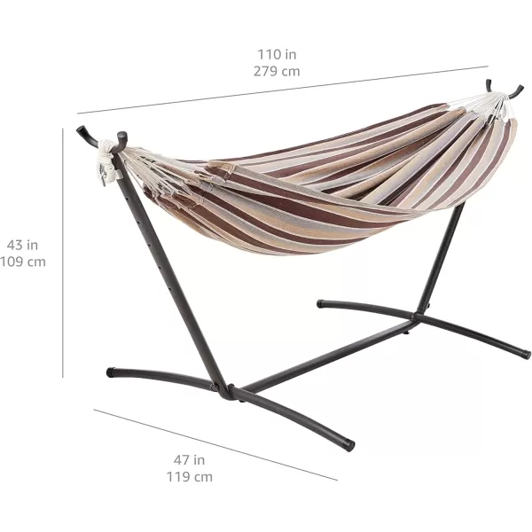 imageAmazon Basics Double 2 Person Heavy Duty Hammock with Space Saving Steel Stand and Carrying Case 470lb Capacity Multicolor 118 L x 461 W x 394 H inchesCream Wave