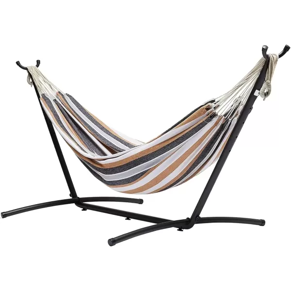 imageAmazon Basics Double 2 Person Heavy Duty Hammock with Space Saving Steel Stand and Carrying Case 470lb Capacity Multicolor 118 L x 461 W x 394 H inchesMulti Color