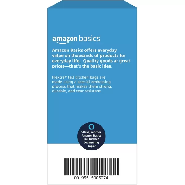 imageAmazon Basics Flextra Tall Kitchen Drawstring Trash Bags 13 Gallon Unscented 50 Count Pack of 1120 Count Pack of 1