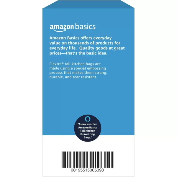 imageAmazon Basics Flextra Tall Kitchen Drawstring Trash Bags 13 Gallon Unscented 50 Count Pack of 150 Count Pack of 1