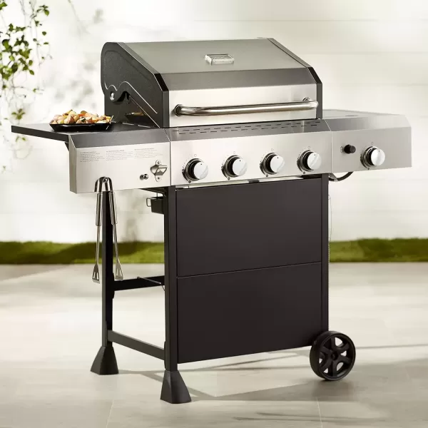 imageAmazon Basics Freestanding Gas Grill with Side Burner 6 Burner 66000 BTU Black4 Burner