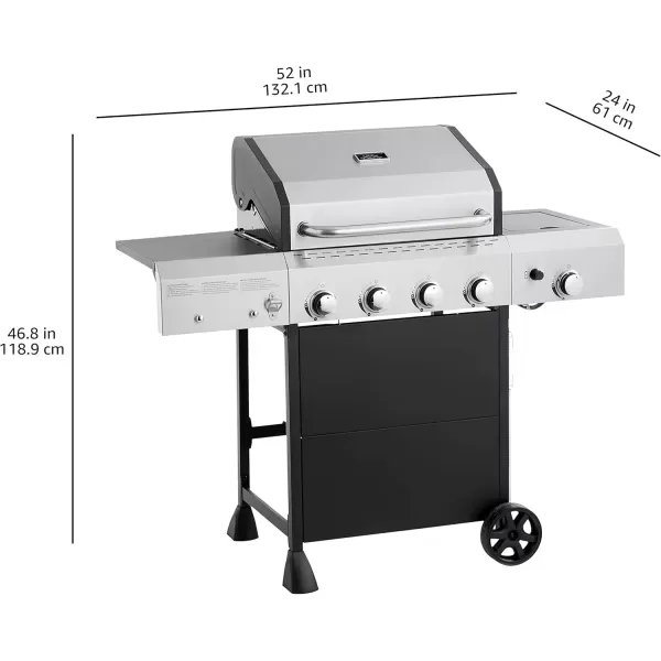 imageAmazon Basics Freestanding Gas Grill with Side Burner 6 Burner 66000 BTU Black4 Burner