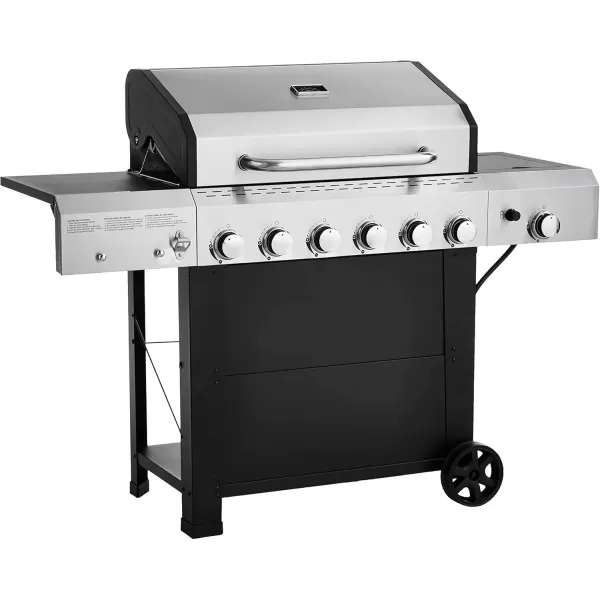 imageAmazon Basics Freestanding Gas Grill with Side Burner 6 Burner 66000 BTU Black6 Burner