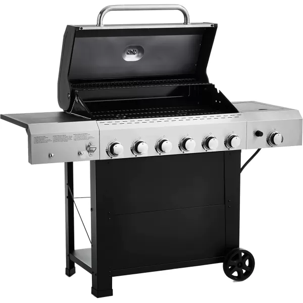 imageAmazon Basics Freestanding Gas Grill with Side Burner 6 Burner 66000 BTU Black6 Burner