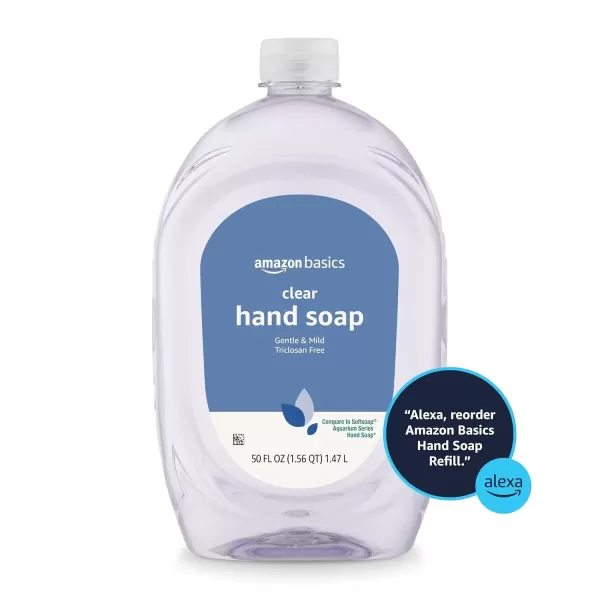 imageAmazon Basics Gentle ampamp Mild Clear Liquid Hand Soap Refill Triclosanfree 50 Fluid Ounces 1Pack Previously SolimoGentle  Mild