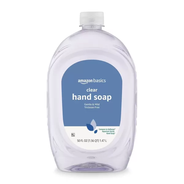 imageAmazon Basics Gentle ampamp Mild Clear Liquid Hand Soap Refill Triclosanfree 50 Fluid Ounces 1Pack Previously SolimoGentle  Mild