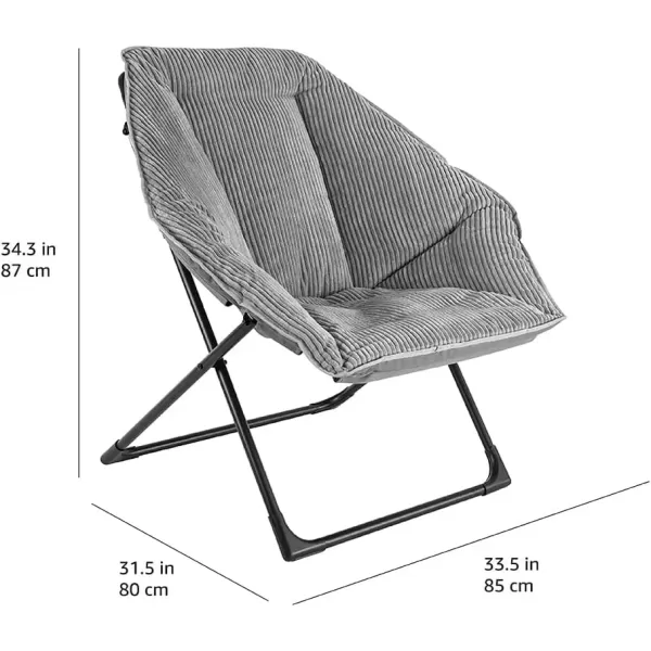imageAmazon Basics Hexagon Shaped Chair with Foldable Metal Frame Grey 335quotD x 315quotW x 343quotHGrey