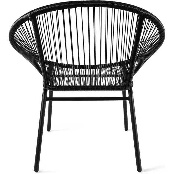 imageAmazon Basics Outdoor All Weather PE Wicker Club Chair with Steel Frame  2 Pack 315 x 248 x 2835 in BlackBlack