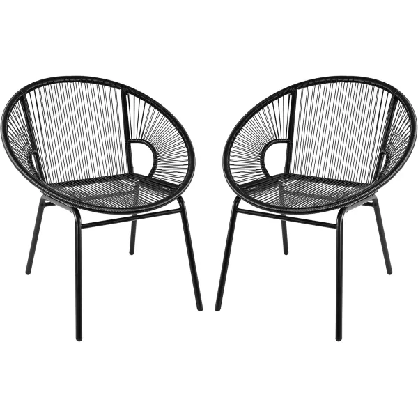 imageAmazon Basics Outdoor All Weather PE Wicker Club Chair with Steel Frame  2 Pack 315 x 248 x 2835 in BlackBlack