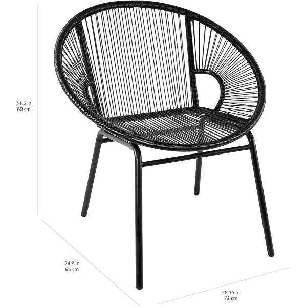 imageAmazon Basics Outdoor All Weather PE Wicker Club Chair with Steel Frame  2 Pack 315 x 248 x 2835 in BlackBlack