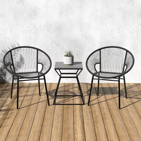 imageAmazon Basics Outdoor All Weather PE Wicker Club Chair with Steel Frame  2 Pack 315 x 248 x 2835 in BlackBlack