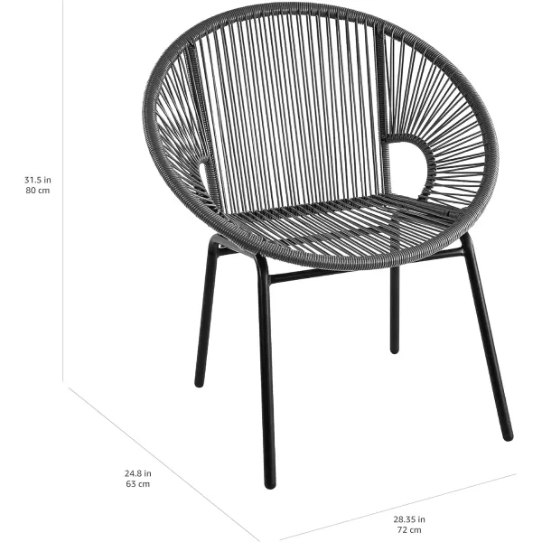 imageAmazon Basics Outdoor All Weather PE Wicker Club Chair with Steel Frame  2 Pack 315 x 248 x 2835 in BlackGrey