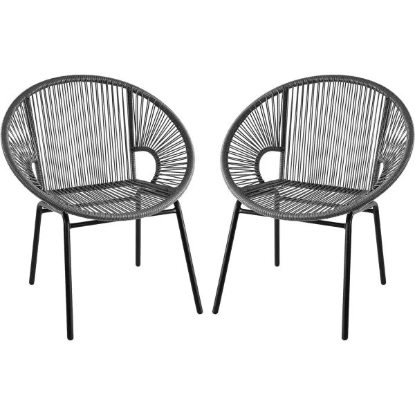 imageAmazon Basics Outdoor All Weather PE Wicker Club Chair with Steel Frame  2 Pack 315 x 248 x 2835 in BlackGrey