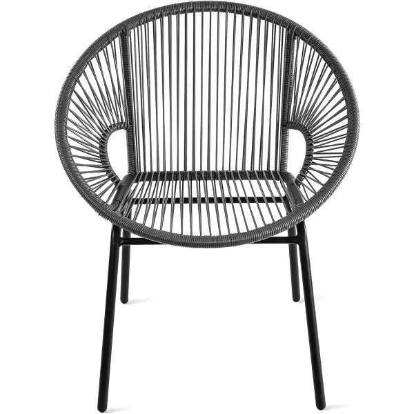 imageAmazon Basics Outdoor All Weather PE Wicker Club Chair with Steel Frame  2 Pack 315 x 248 x 2835 in BlackGrey