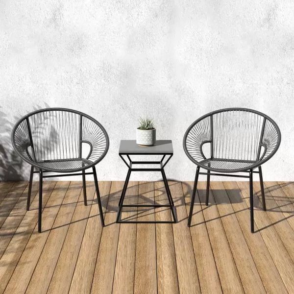 imageAmazon Basics Outdoor All Weather PE Wicker Club Chair with Steel Frame  2 Pack 315 x 248 x 2835 in BlackGrey