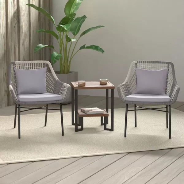 imageAmazon Basics Outdoor All Weather Rope Club Chair with Steel Frame and Cushions 2 Pack 2756 x 2913 x 3386 inches GreyGrey