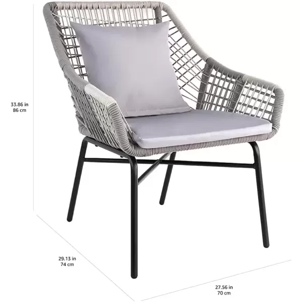 imageAmazon Basics Outdoor All Weather Rope Club Chair with Steel Frame and Cushions 2 Pack 2756 x 2913 x 3386 inches GreyGrey
