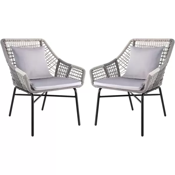 imageAmazon Basics Outdoor All Weather Rope Club Chair with Steel Frame and Cushions 2 Pack 2756 x 2913 x 3386 inches GreyGrey