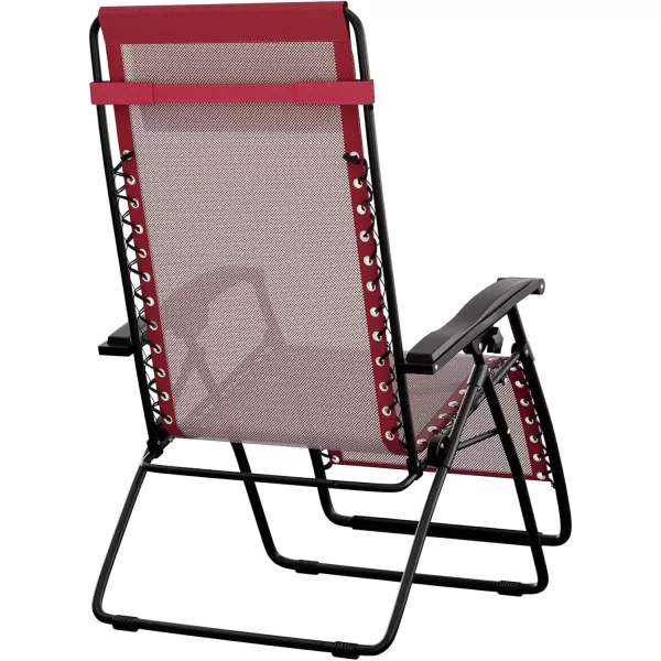 imageAmazon Basics Outdoor Textilene Adjustable Zero Gravity Folding Reclining Lounge Chair with Pillow 26quot Navy BlueBurgundy