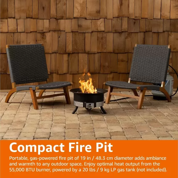 imageAmazon Basics Portable Propane Fire Pit 19 inch Round Gas for Patio 55000 BTU Carry Strapblack