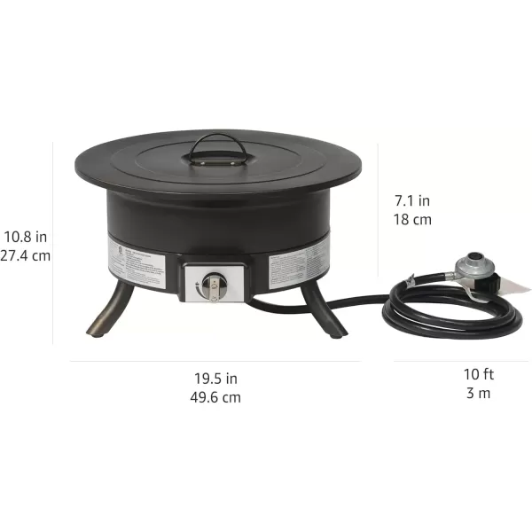 imageAmazon Basics Portable Propane Fire Pit 19 inch Round Gas for Patio 55000 BTU Carry Strapblack