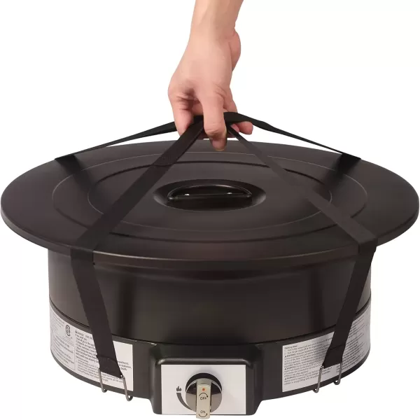 imageAmazon Basics Portable Propane Fire Pit 19 inch Round Gas for Patio 55000 BTU Carry Strapblack