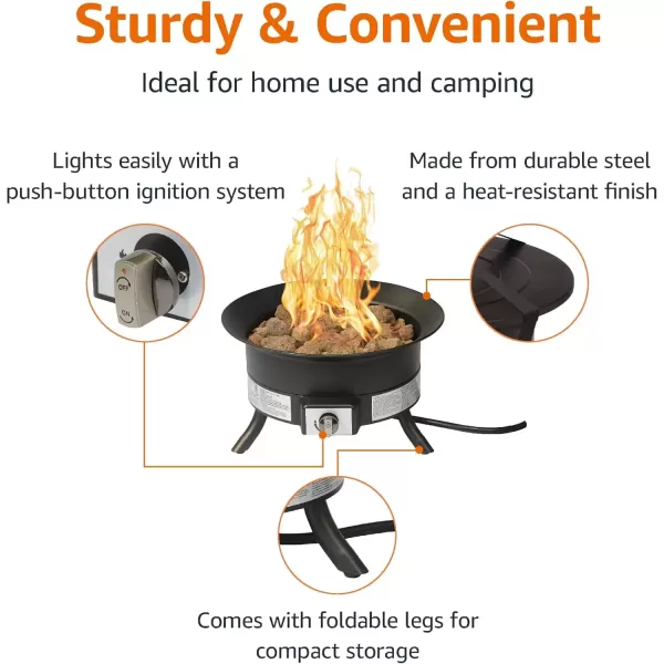 imageAmazon Basics Portable Propane Fire Pit 19 inch Round Gas for Patio 55000 BTU Carry Strapblack
