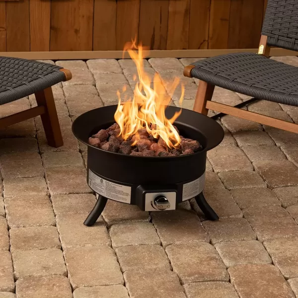 imageAmazon Basics Portable Propane Fire Pit 19 inch Round Gas for Patio 55000 BTU Carry Strapblack