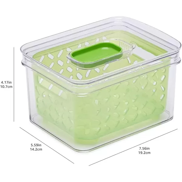 imageAmazon Basics Set of 2 Produce Food Saving Containers with Vented Lids BPA Free Plastic  2 Medium 19 Qt ClearGreen