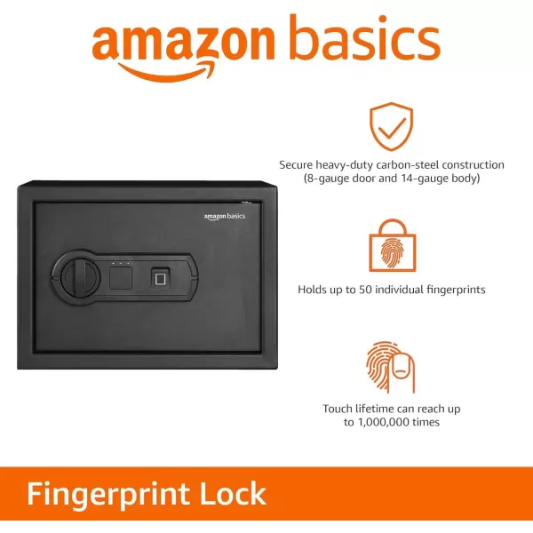 imageAmazon Basics Small Safe For Home Steel Security Electronic Programmable Keypad Lock Box 18 Cubic Feet Black05 Cubic Feet