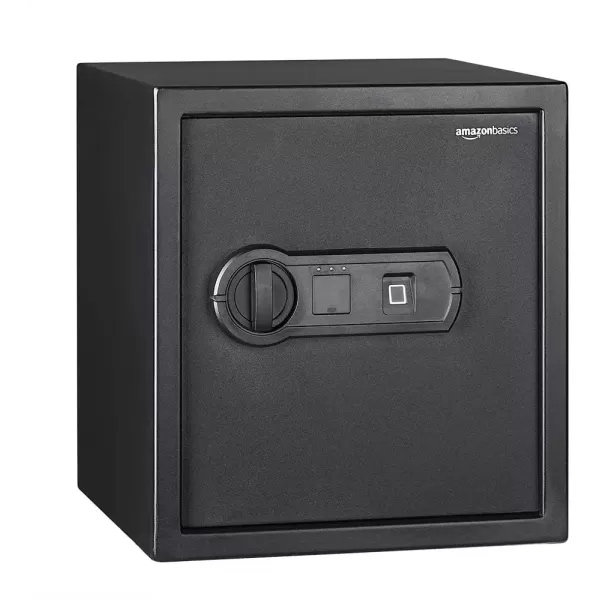 imageAmazon Basics Small Safe For Home Steel Security Electronic Programmable Keypad Lock Box 18 Cubic Feet Black12 Cubic Feet